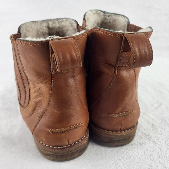 MADEWELL Ainsley Chelsea Leather Shearling Slip On Ankle Boot Brown | Size 10 - Picture 14 of 16